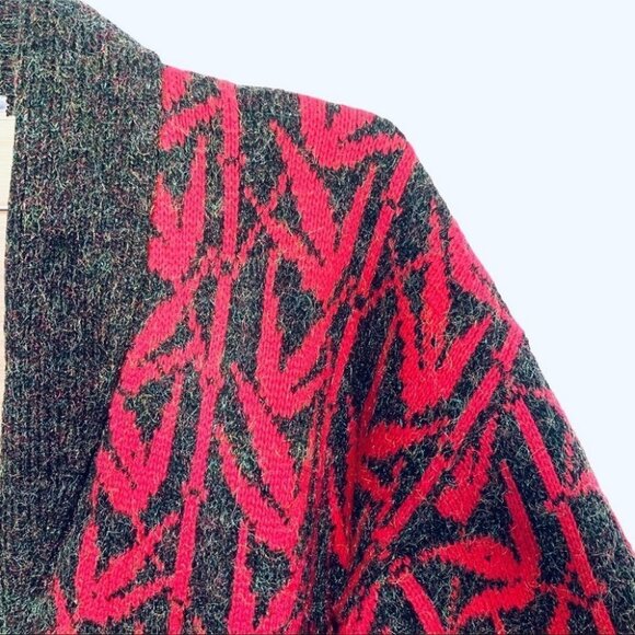 VINTAGE NEW WANG KANG CO FUSHIA PINK BLACK BUTTON UP OVERSIZED CARDIGAN - Picture 8 of 15